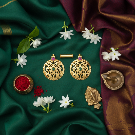 Flat Lay Cultural Context - Temple Jewelry Earrings