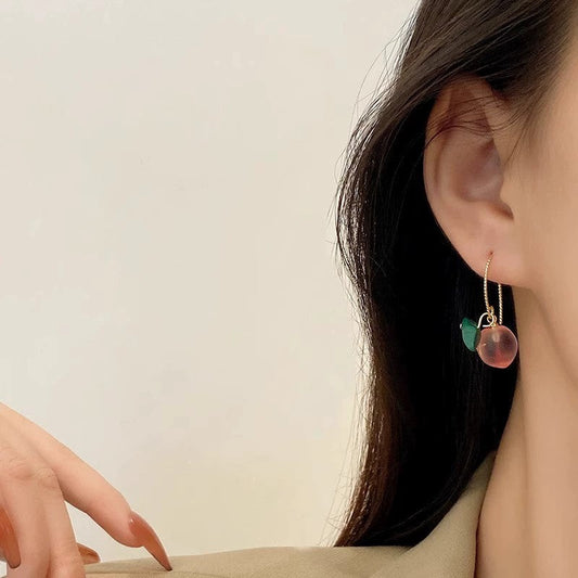 Frosted Peach and Malachite Drops Earrings JLT11438