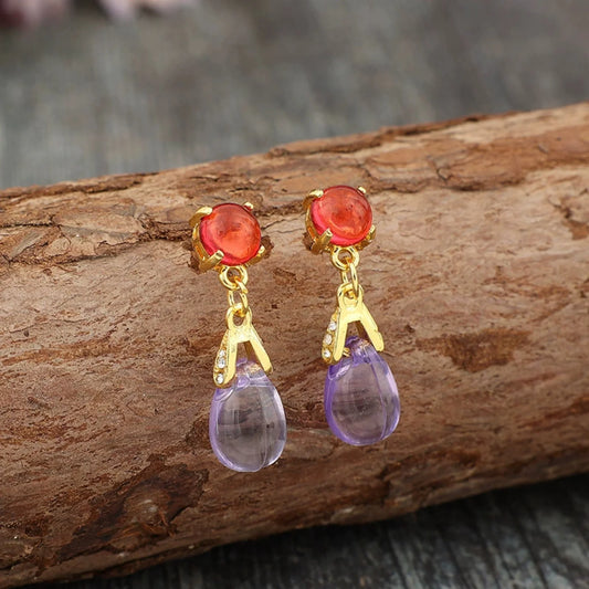 Amethyst and Ruby Drop Earrings JLT11593