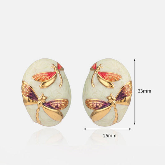 Oval Dragonfly Stud Earrings JLT12806