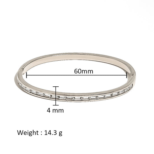 Openable Thin White Zircon Silver Plated Bracelet JLTB0636