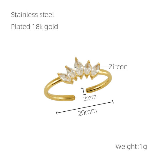 Elegant Crown-Inspired Open Ring JLTR0422