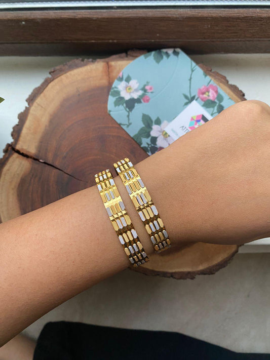 Meeta Thick Dual Polish Bangle | CNC Gold Plated - Attrangi