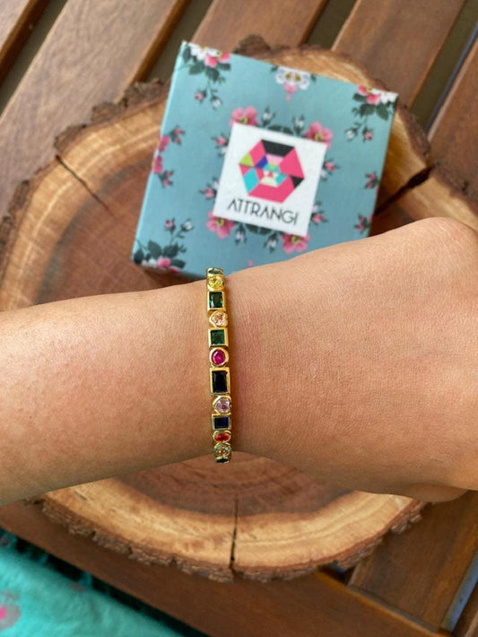 Multi Gem Stone Flexi Bracelet - Attrangi