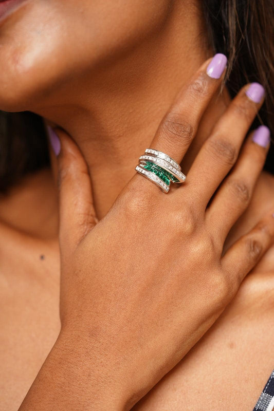 Sharpay Diamond Cocktail Ring With Invisible Setting - Attrangi