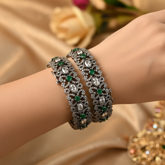 Victorian American Diamond Bangles Model Wear