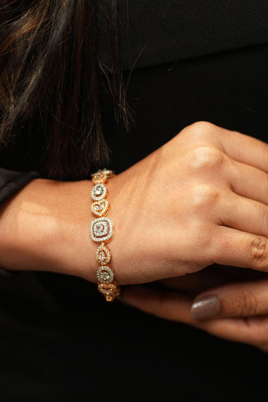 Zaina Multi Solitaire Dual Polish Tennis Bracelet - Attrangi