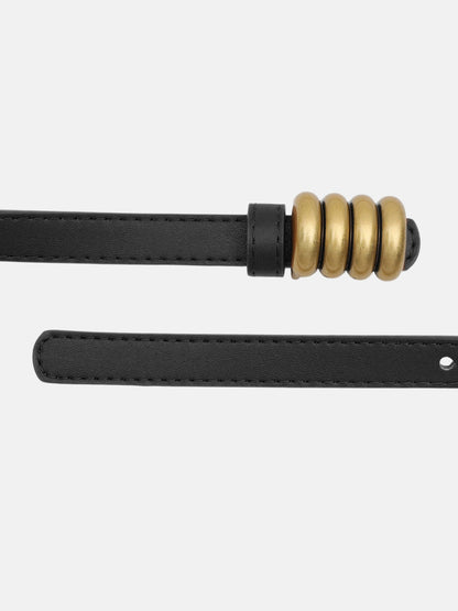 Ornate Metal Buckle Thin Belt