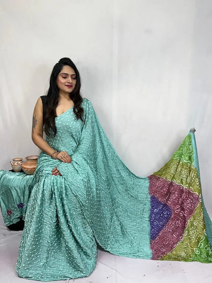 Pure Modal Silk Barik Bandhej Lagdi Pallu Bandhani Saree - Premium  from Ethenika.com  - Just INR 5990! Shop now at Ethenika.com 