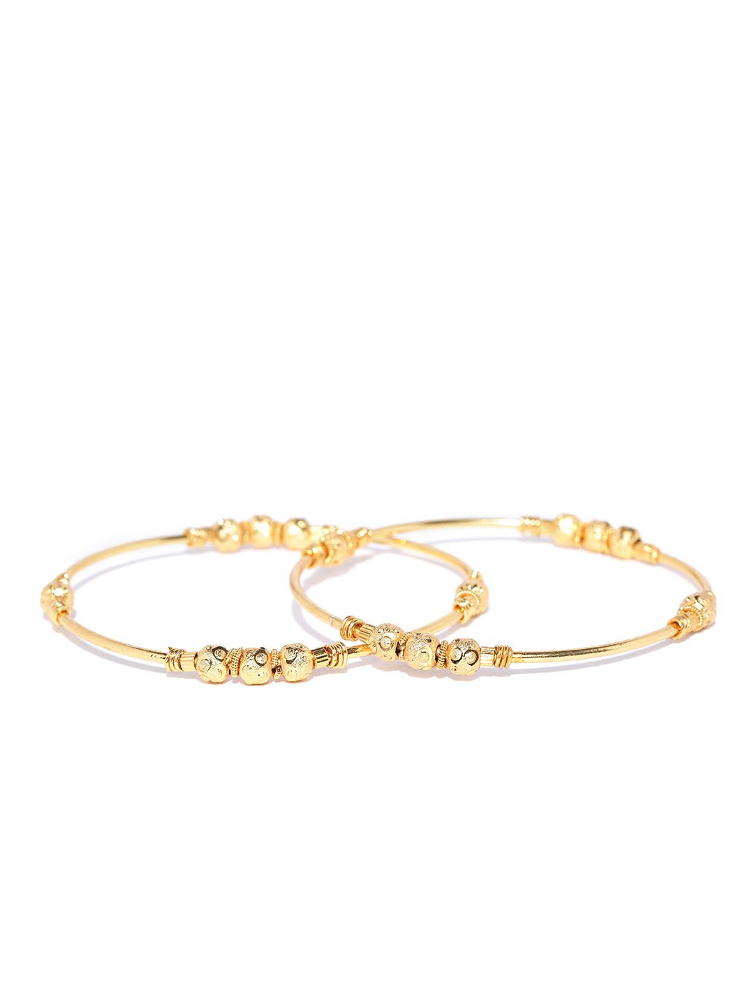 Gold-Toned Beaded Design Traditional Bangles Set Of 2