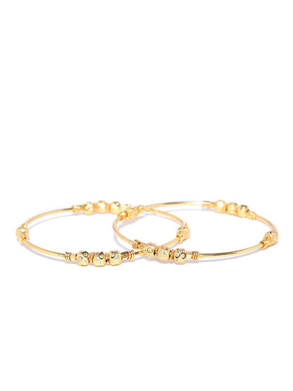 Gold-Toned Beaded Design Traditional Bangles Set Of 2