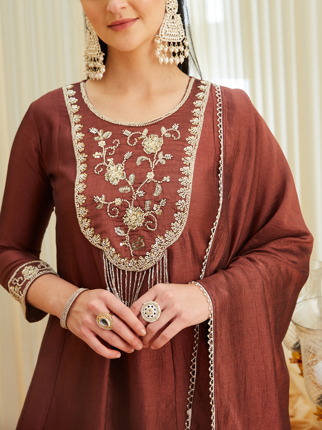 Berry Silk Embroidered Top Sharara Set with Dupatta | design view