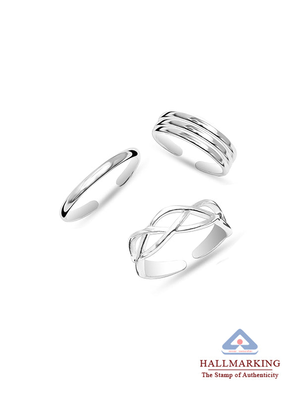 Classic Beach Band Toe Ring Set - 3 Pieces