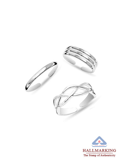 Classic Beach Band Toe Ring Set - 3 Pieces