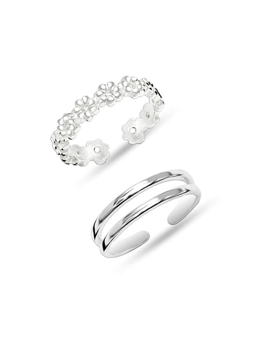 FloraTwins Band Toe Rings (Set of 2)