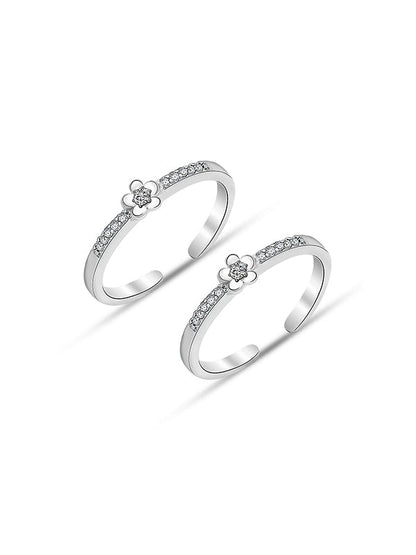 CZ Flower Adjustable Toe Ring