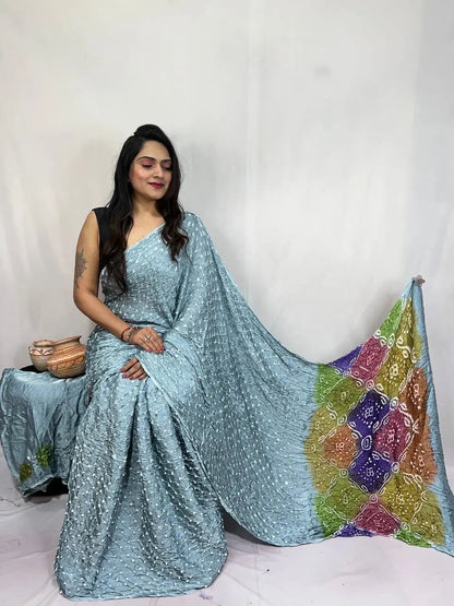 Pure Modal Silk Barik Bandhej Lagdi Pallu Bandhani Saree - Premium  from Ethenika.com  - Just INR 5990! Shop now at Ethenika.com 