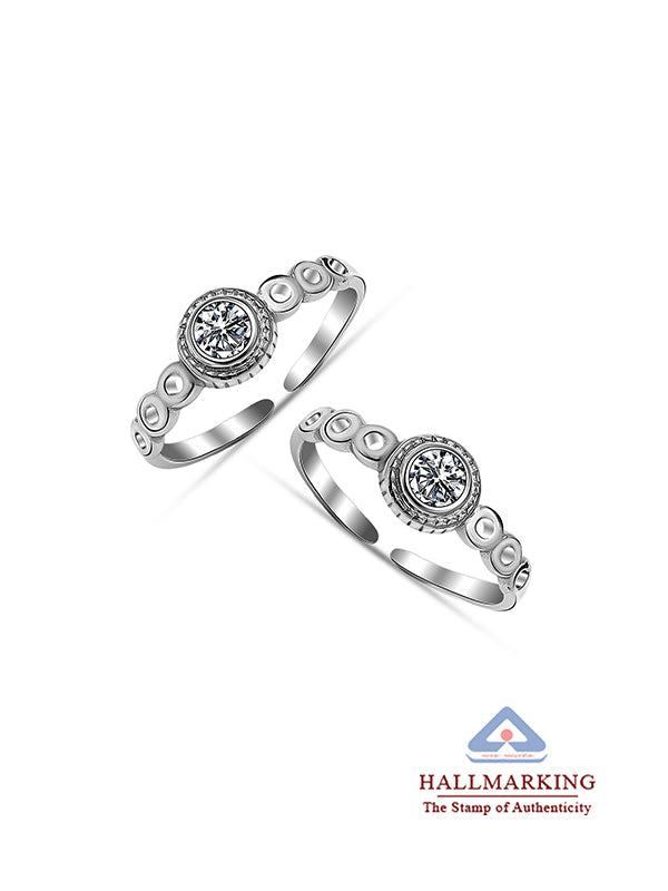 Rhodium CZ Classic Toe Ring