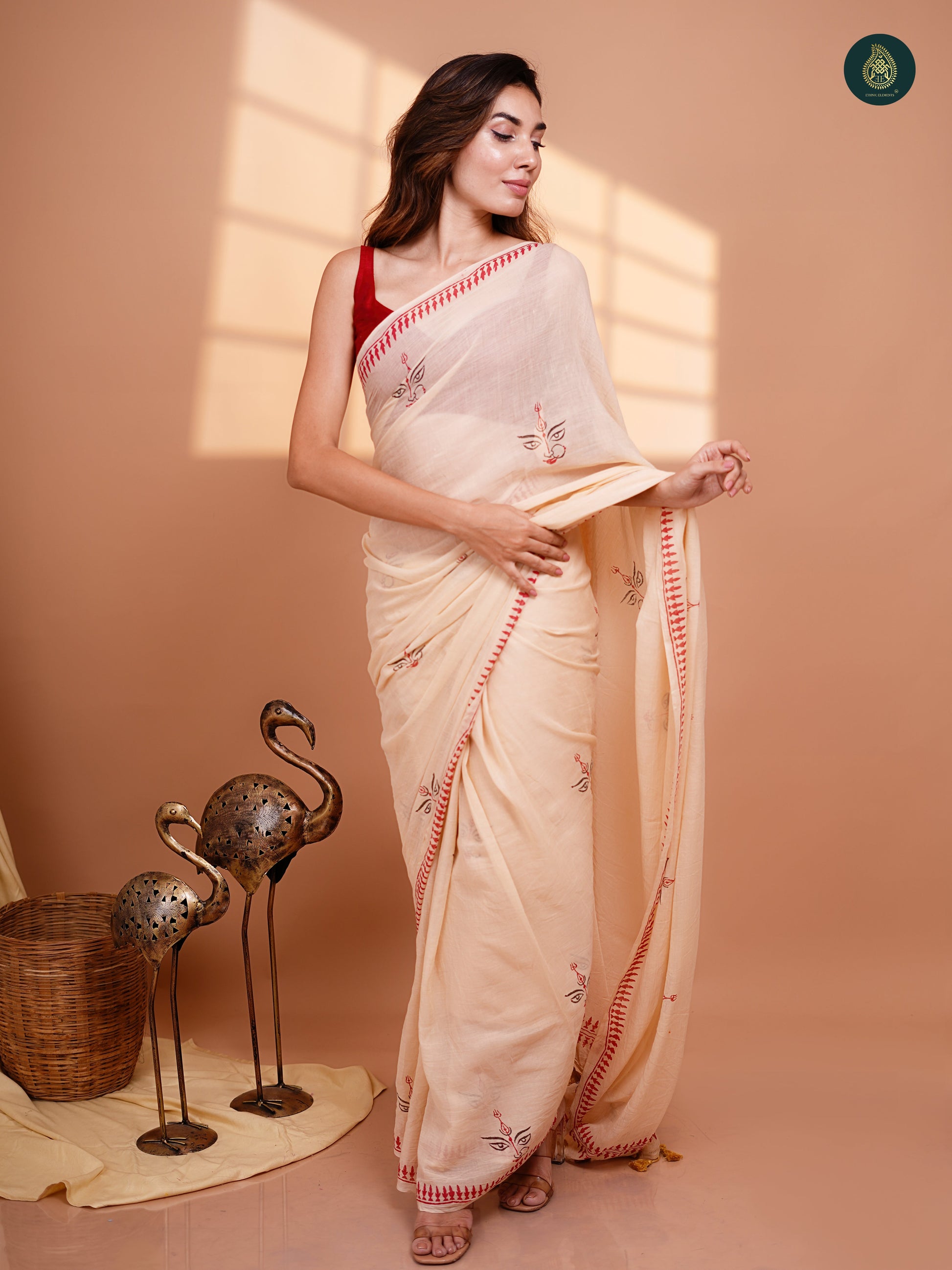 Drishti Hand Block Printed Mul Cotton Saree