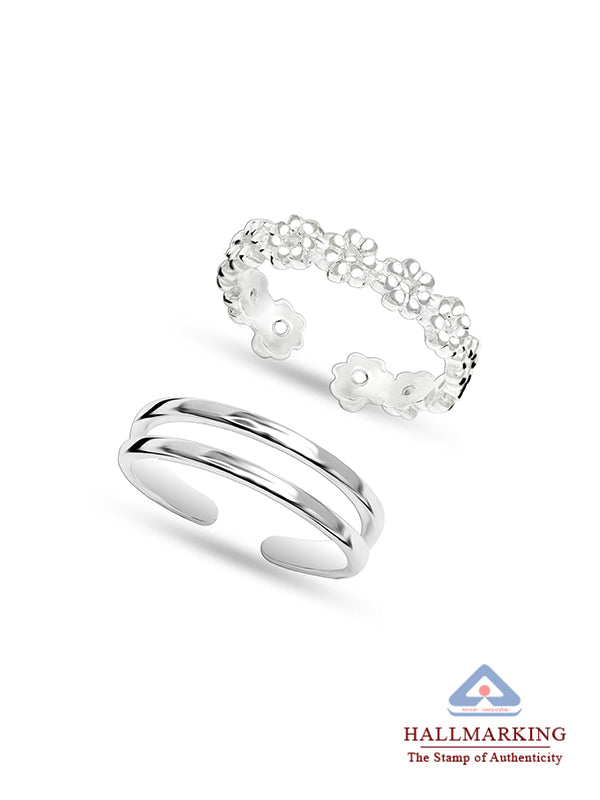 FloraTwins Band Toe Rings (Set of 2)