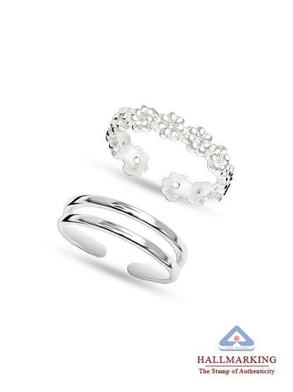 FloraTwins Band Toe Rings (Set of 2)