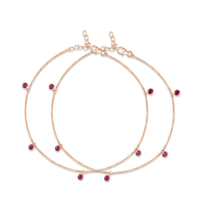 Classic Rose Gold Plated 925 Sterling Silver Anklet