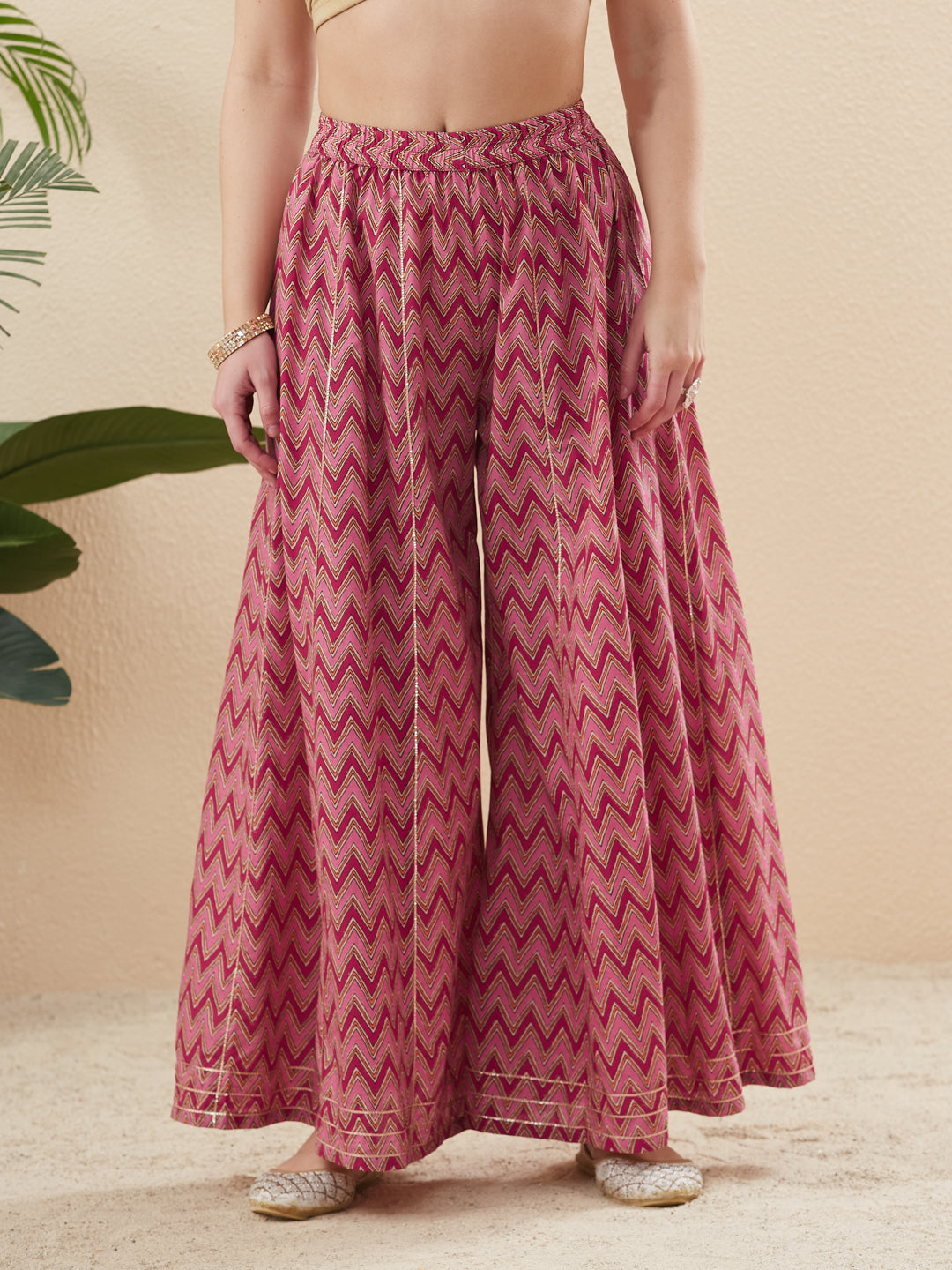 Rani Cotton Printed Kurta with  Palazzo & Dupatta Set for women