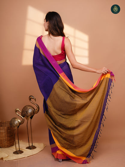 Solid Mul Cotton Saree - Pansy Purple