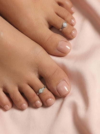 Rhodium CZ Classic Toe Ring