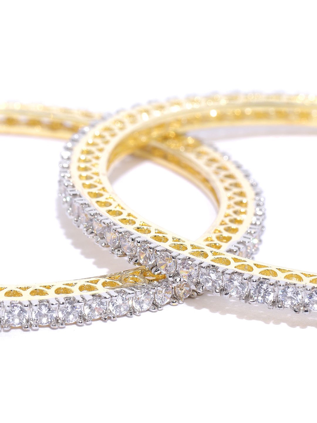 Set Of 2 Gold-Plated American Diamond Studded Bangles