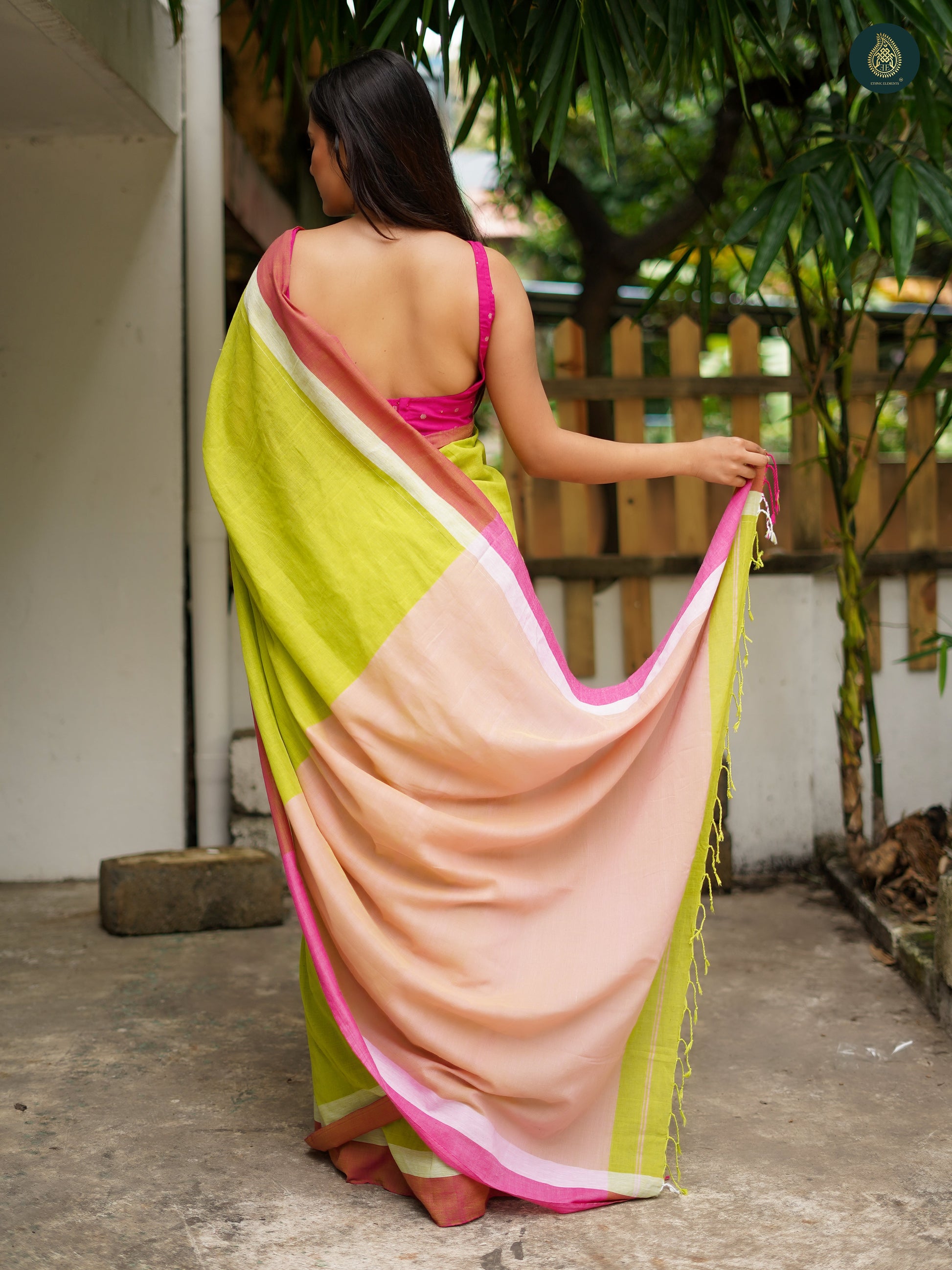 Solid Mul Cotton Saree - Patel Green