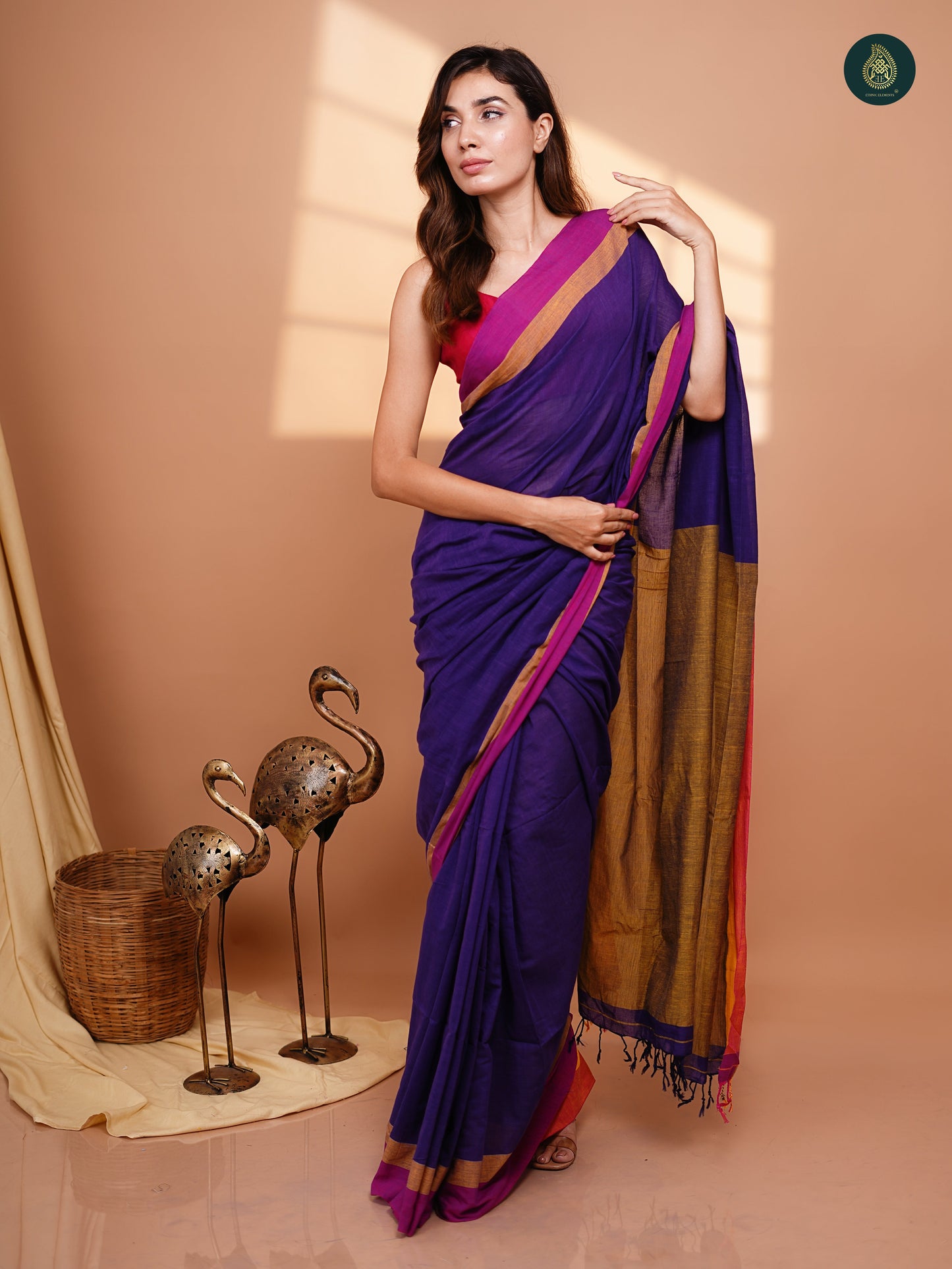 Solid Mul Cotton Saree - Pansy Purple