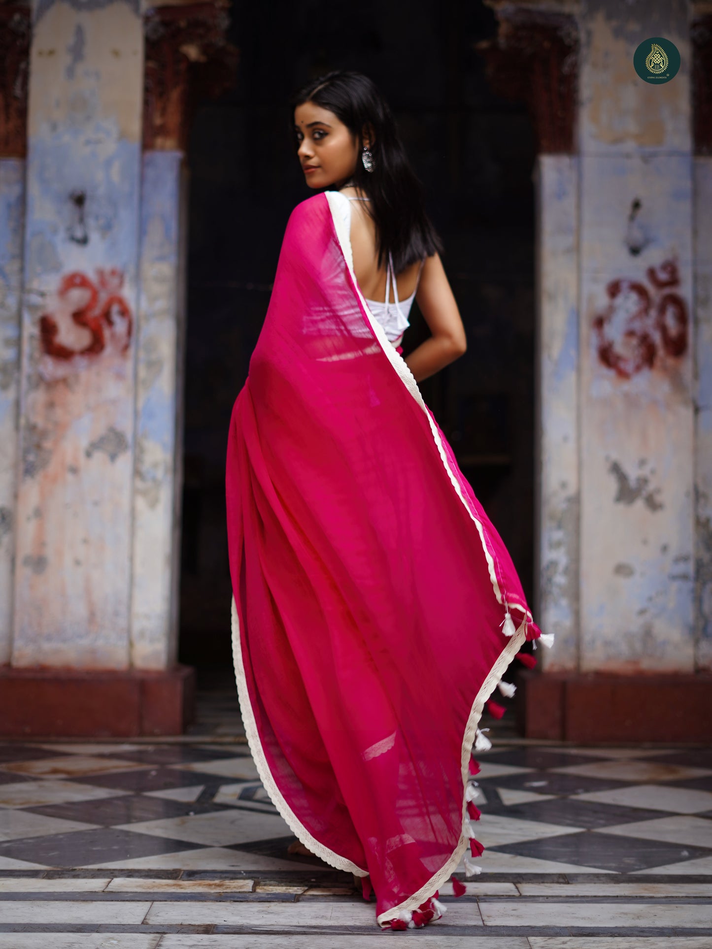Classic Pink Saadgi Mul Cotton Solid Saree