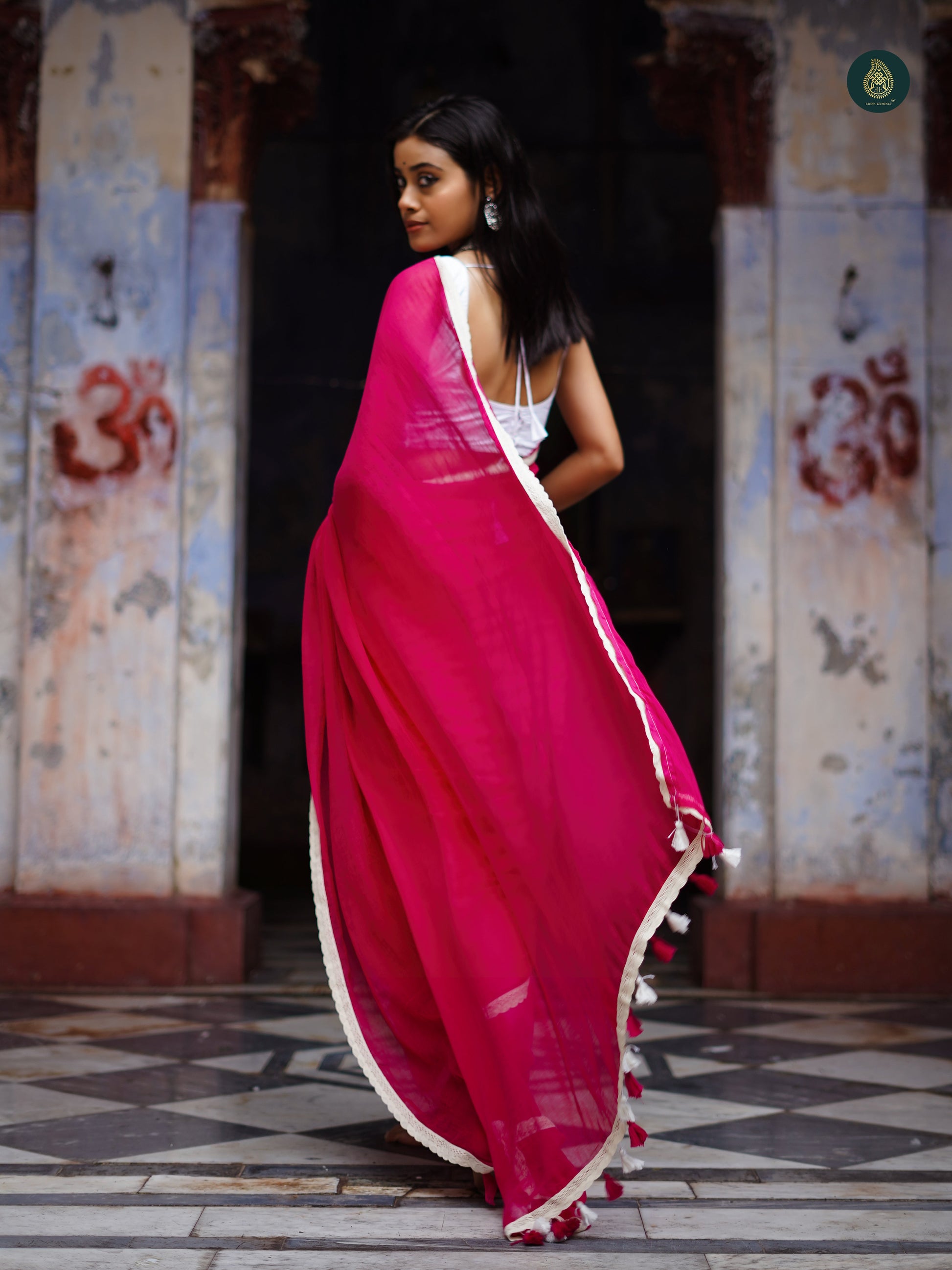 Classic Pink Saadgi Mul Cotton Solid Saree