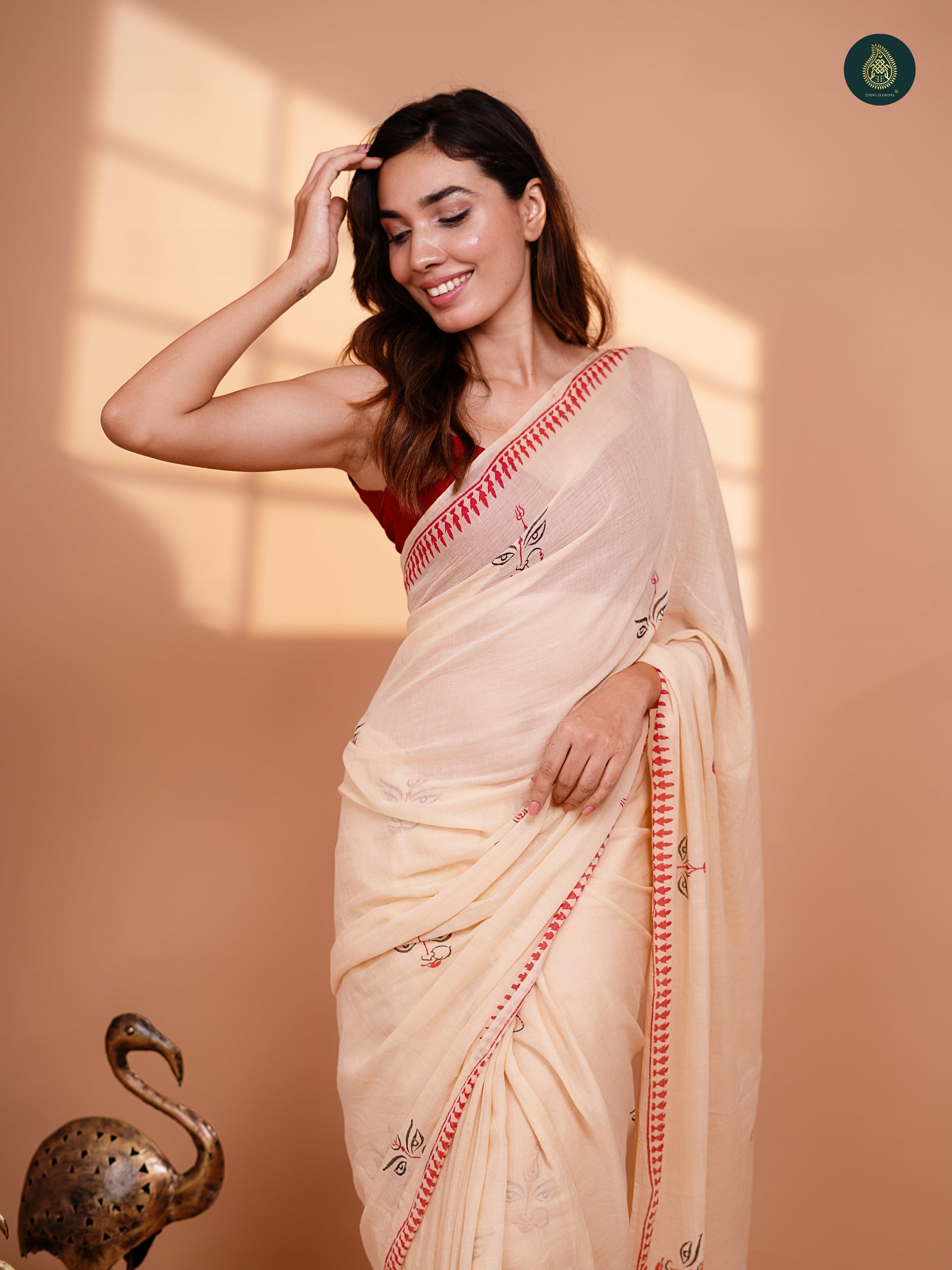 Drishti Hand Block Printed Mul Cotton Saree