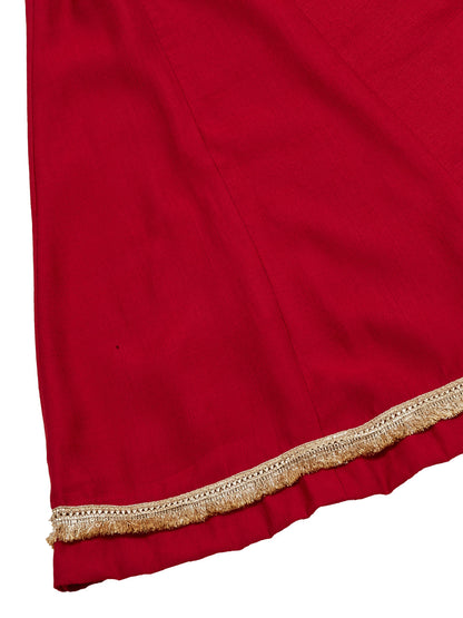 Red Silk Ethnic Kurta Set With Dupatta For Women