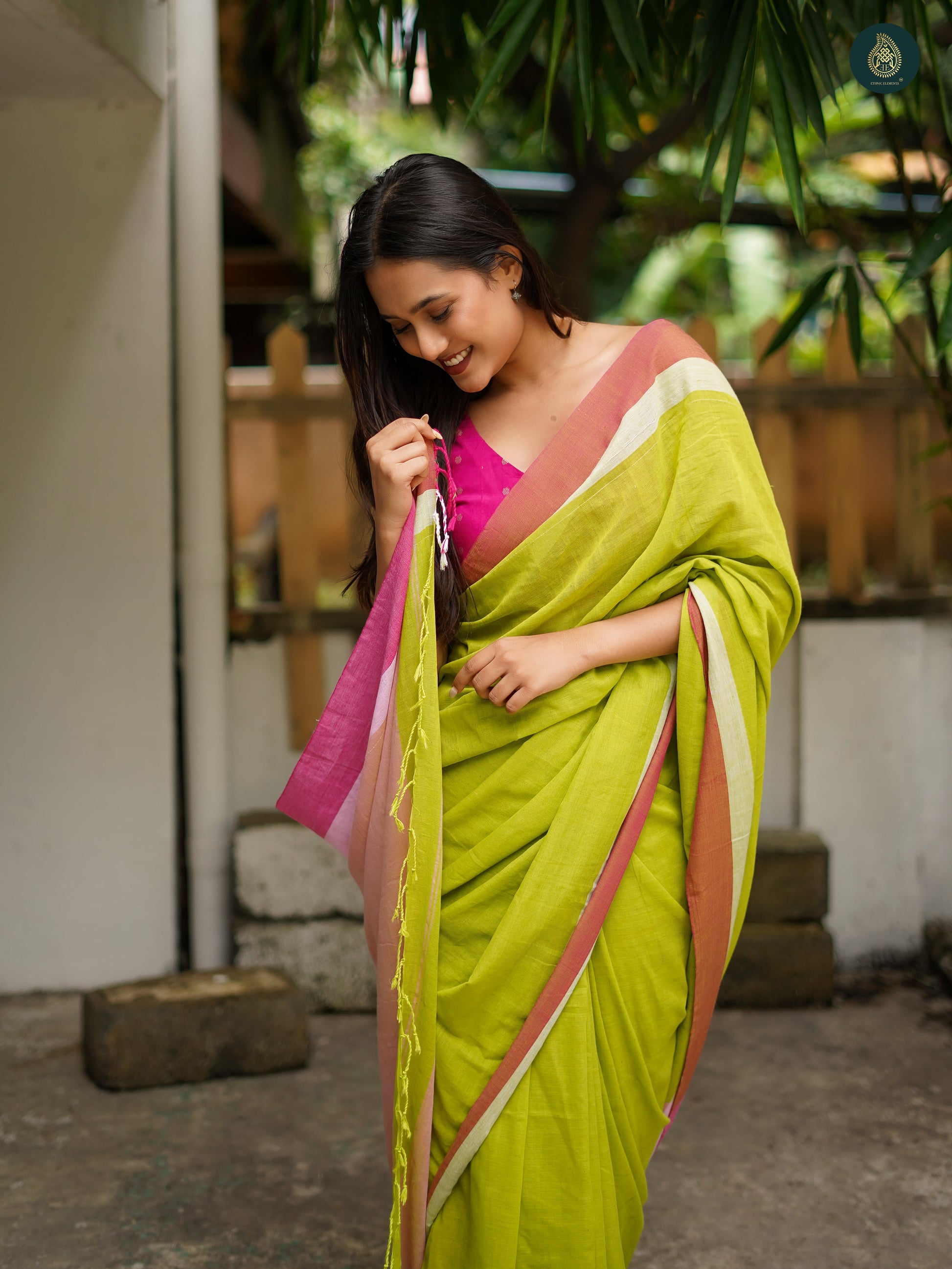Solid Mul Cotton Saree - Patel Green