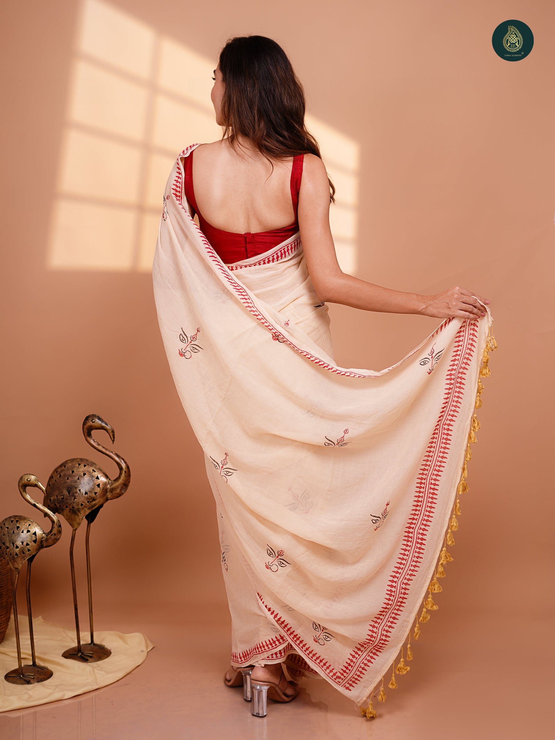 Drishti Hand Block Printed Mul Cotton Saree