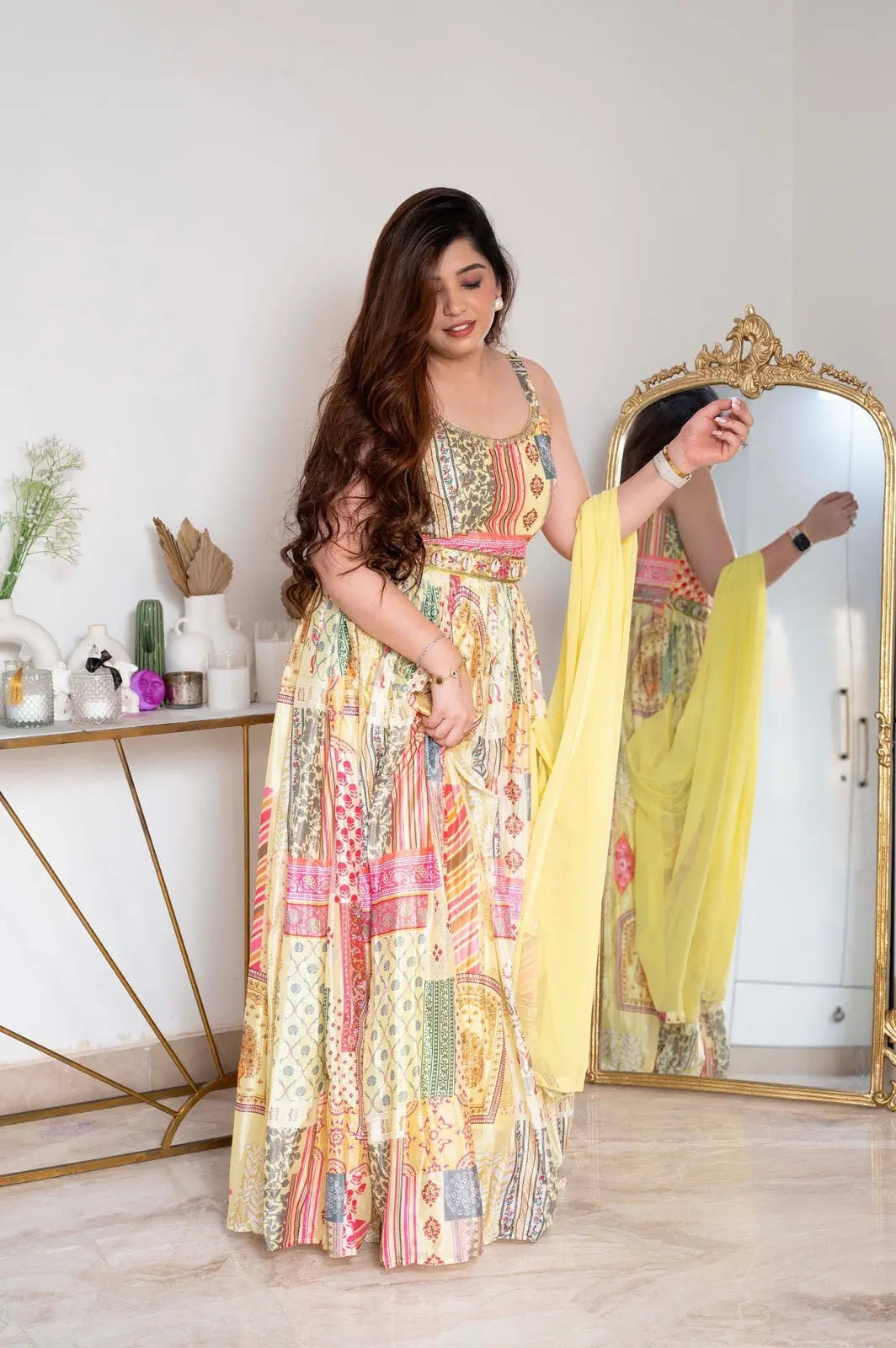 Digital Print work with Belt dupatta Maxi Dress (Stitched) - Premium  from Ethenika.com - Just INR 1790! Shop now at Ethenika.com 