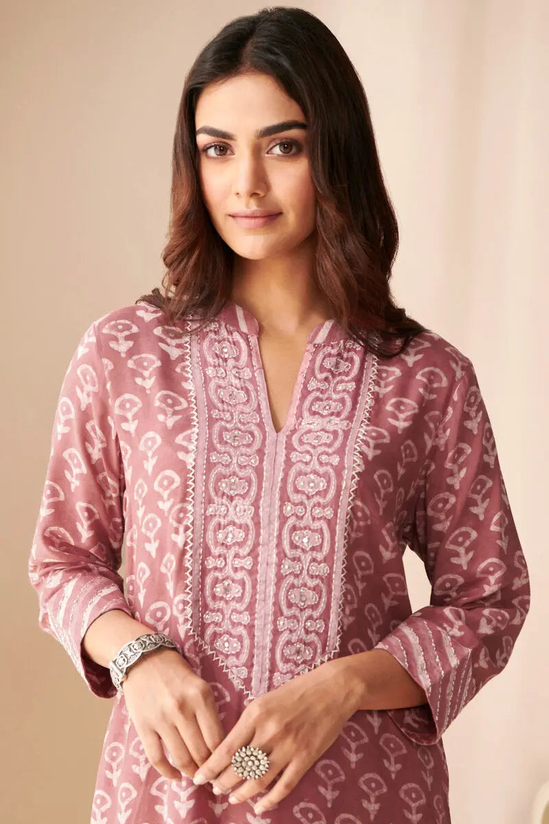 Moti Work Block Print work Kurti Pant Dupatta Set for Summer - Premium  from Ethenika.com - Just INR 2190! Shop now at Ethenika.com 