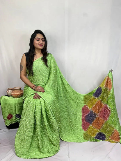 Pure Modal Silk Barik Bandhej Lagdi Pallu Bandhani Saree - Premium  from Ethenika.com  - Just INR 5990! Shop now at Ethenika.com 