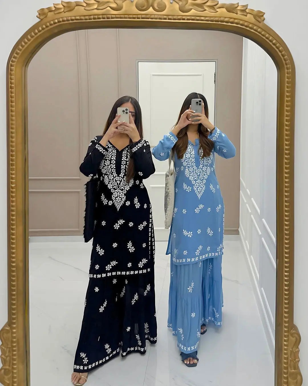 Rayon Cotton Chikankari Thread Embroidery work Kurti Sharara Set (Stitched) - Premium  from Ethenika.com - Just INR 1990! Shop now at Ethenika.com 