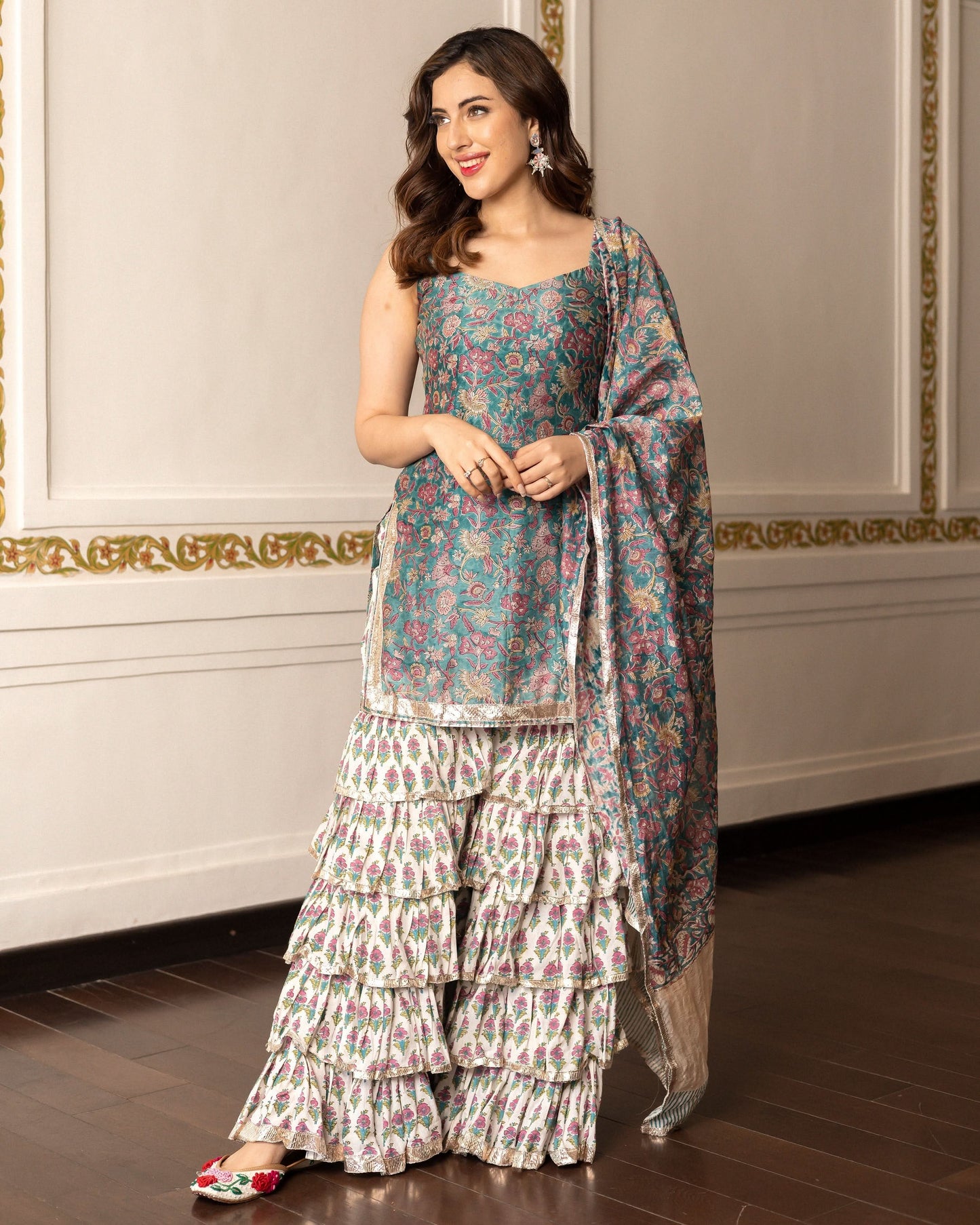 Paaro Chanderi Gotapatti Sharara Set