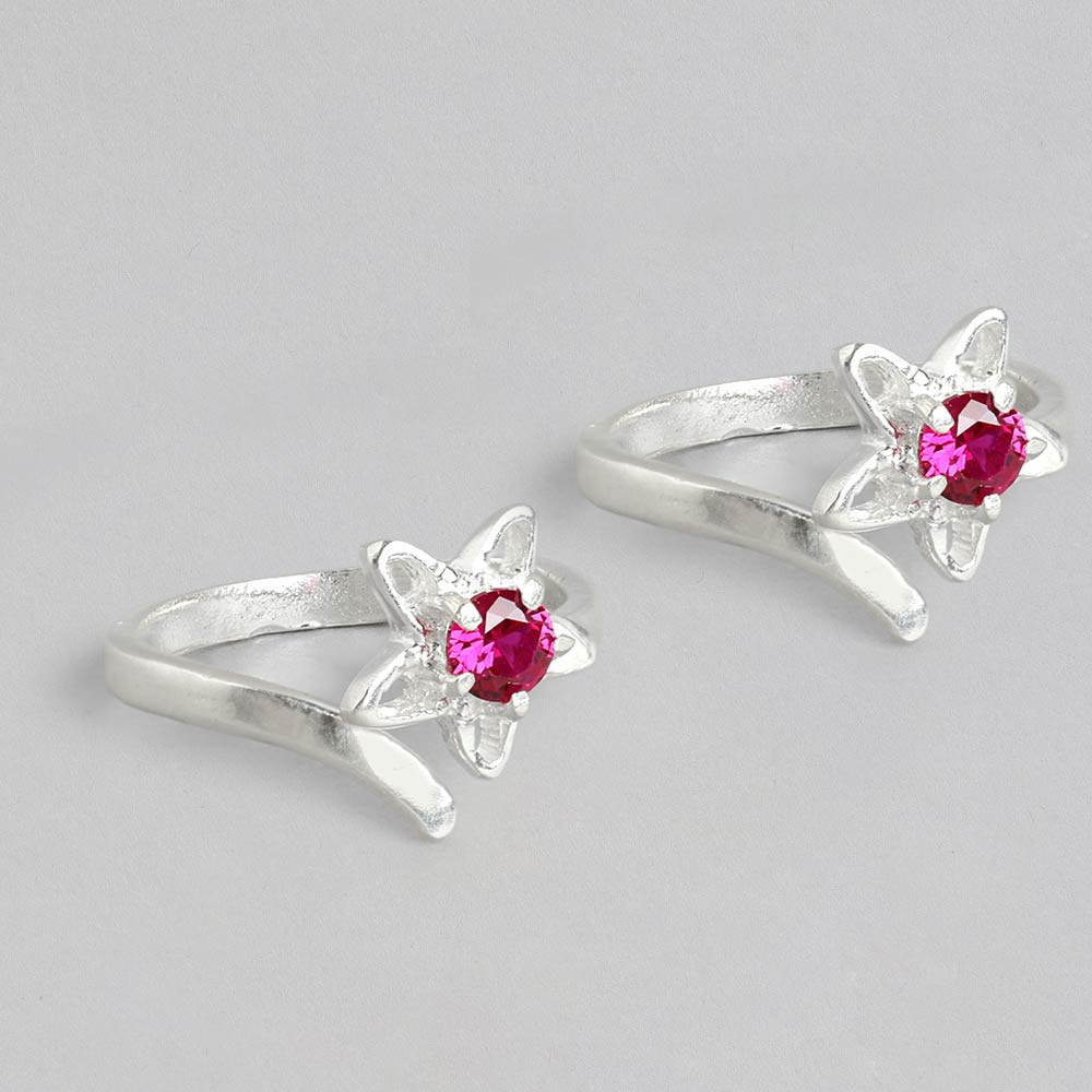 92.5 Sterling Silver Pink stone Toe ring