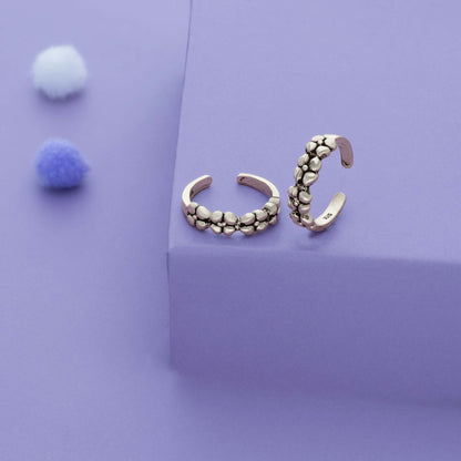 Bubble Bead Oxidized 925 Silver Toering