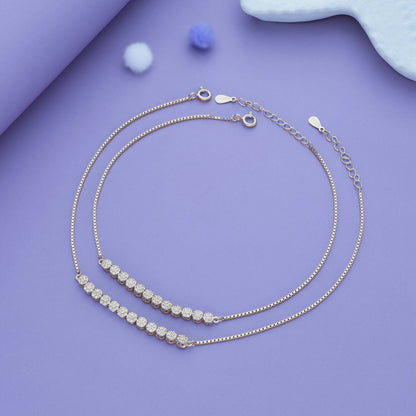 Floral Charm 925 Silver Anklet