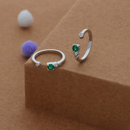 Green Harmony Adjustable 925 Silver Toering