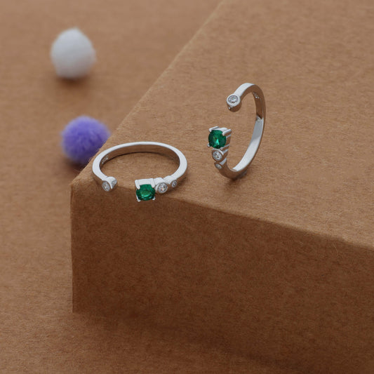 Green Harmony Adjustable 925 Silver Toering