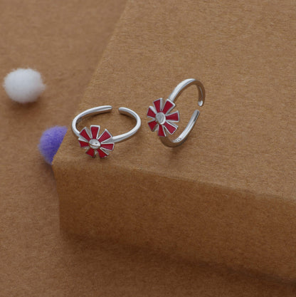 Maroon Flora Adjustable 925 Silver Fancy Toering