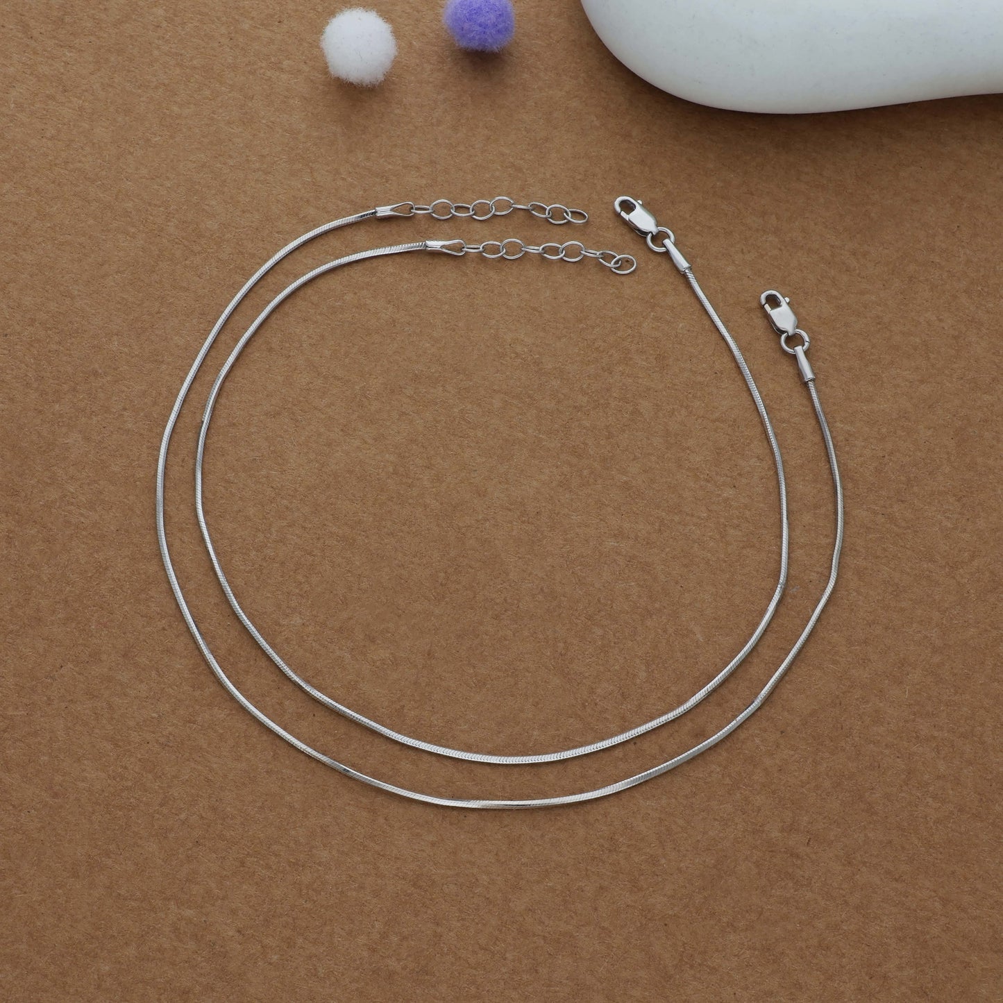 Minimal Sleek Chain 925 Silver Women Anklet